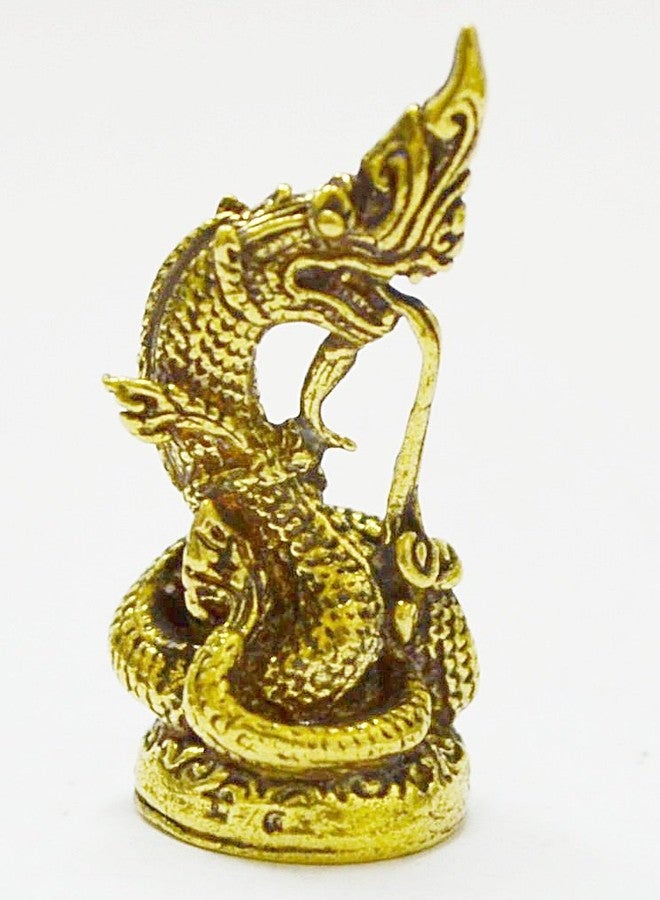 WitnyStore Tiny 1¼" Brass Buddha Staute Power Naga Mini Statue Animistic Fertility Symbol Traditional Thai Belief Amulet Miniature Collectible Figurines - Image 5